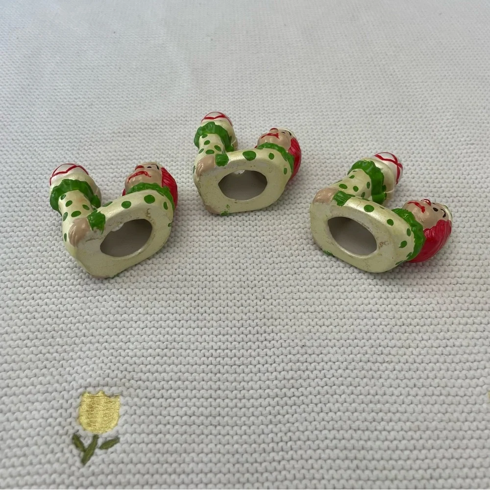 Vintage Clown Figurines Set Hand Painted Ceramic Polka Dot Circus Cake Topper